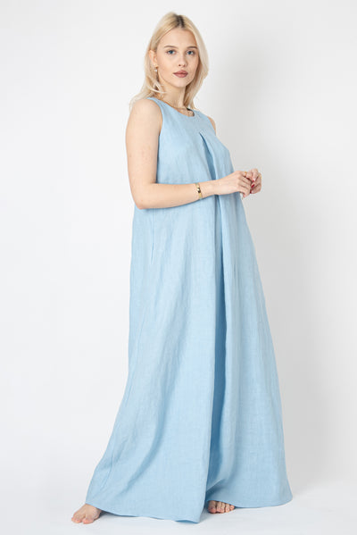 Light blue linen maxi dress FC1119