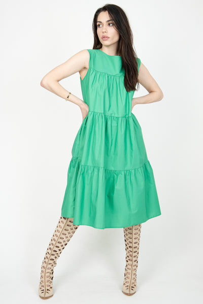 Green ruffle dress F2308