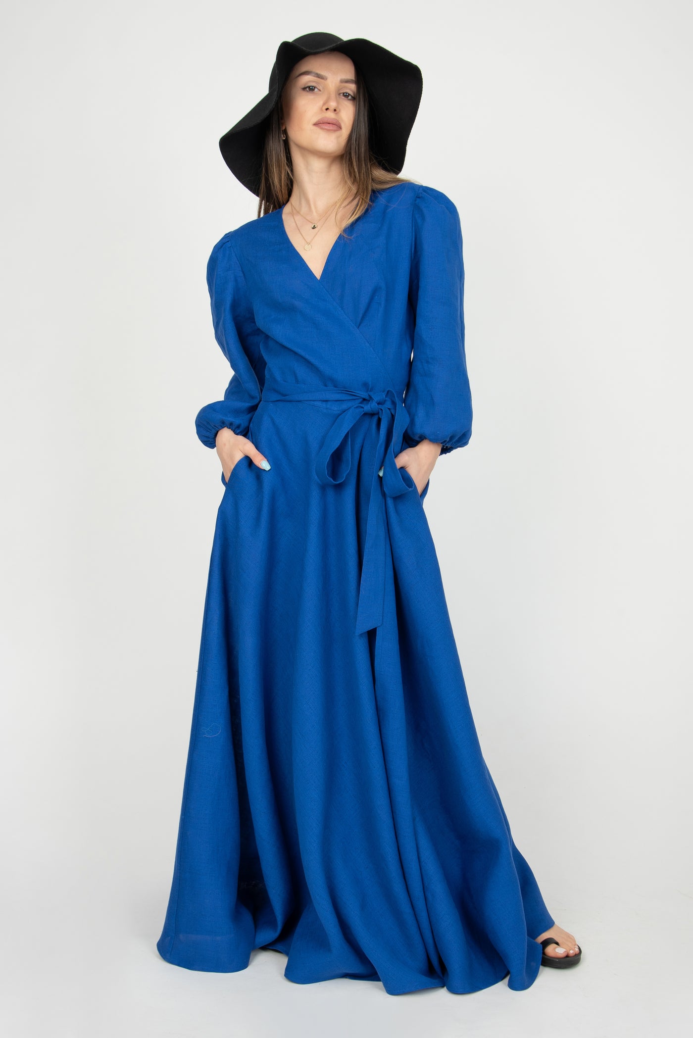 Royal blue Linen dress F2300 US4 / Linen Royal blue Linen dress F2300 US4 / Linen