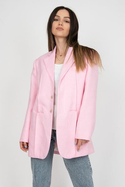 Pink linen formal coat