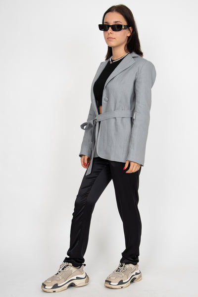 Gray linen blazer jacket F2324
