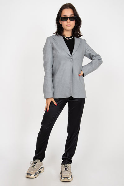Gray linen blazer jacket F2324