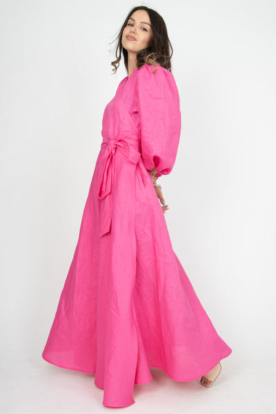 Fuchsia linen dress