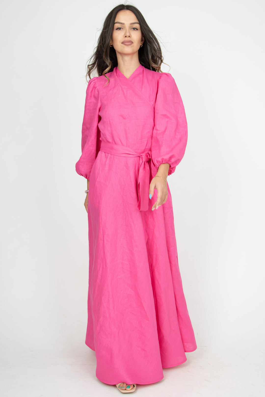 Fuchsia Linen Dress US6 / Linen