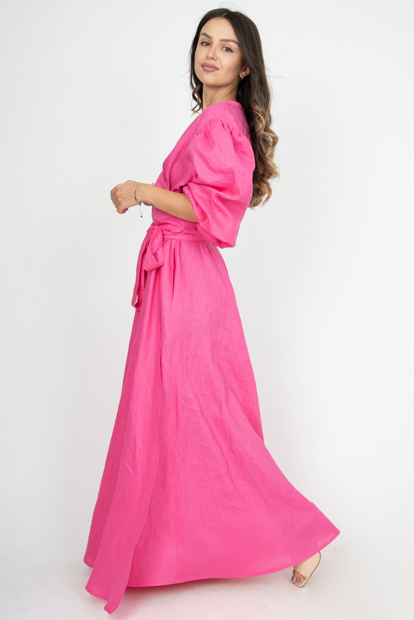 Fuchsia Linen Dress US6 / Linen Fuchsia Linen Dress US6 / Linen
