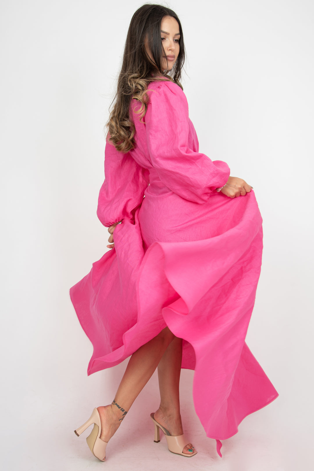 Fuchsia linen dress – FloAtelier Handmade