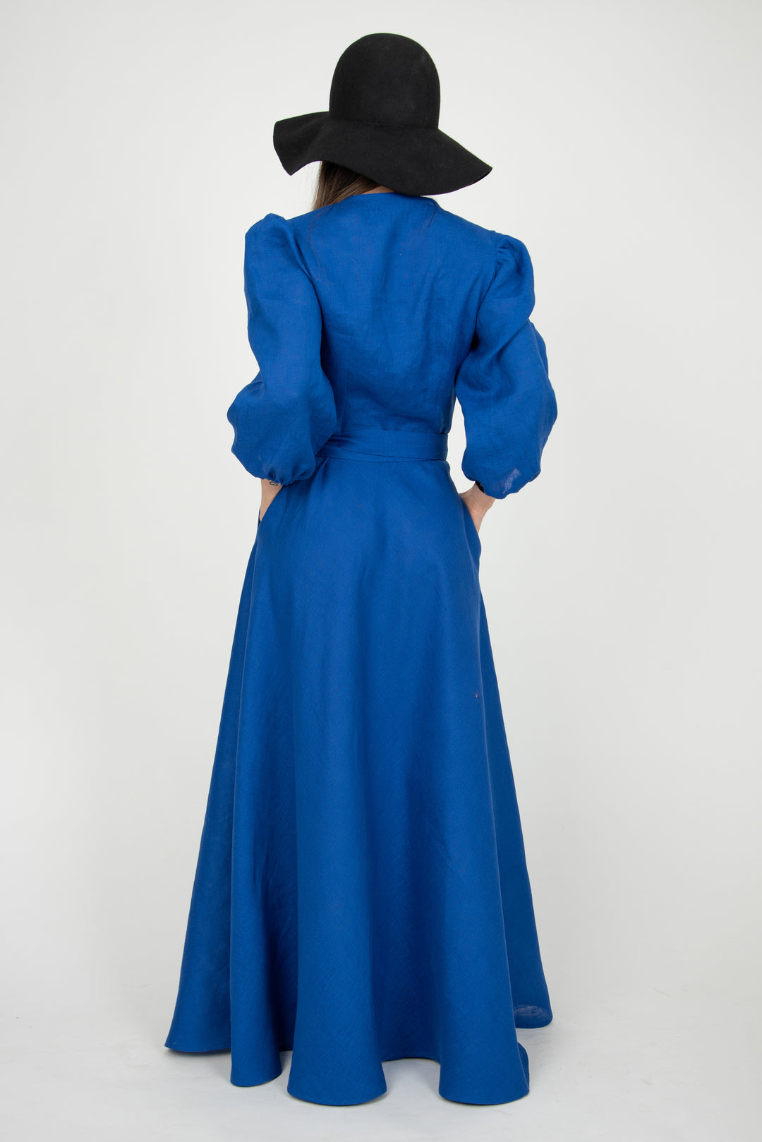 Royal blue Linen dress F2300 US4 / Linen