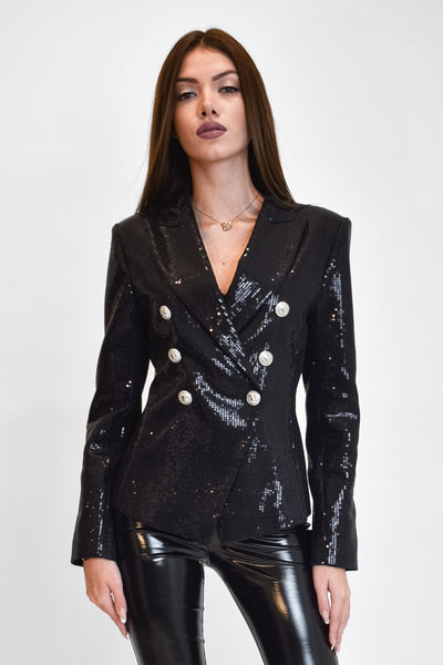 Black sequinned coat F1906