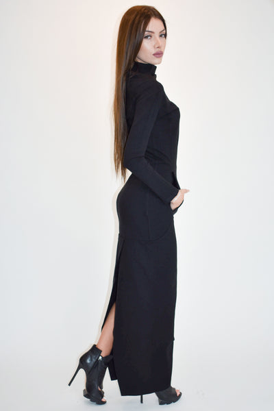 Asymmetrical maxi dress with open back F1916