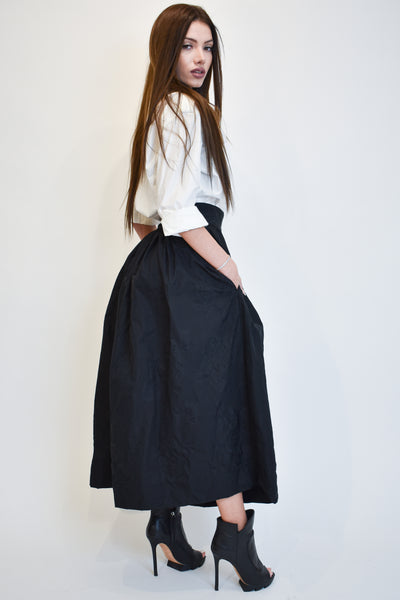 Jacquard black long maxi skirt F1904