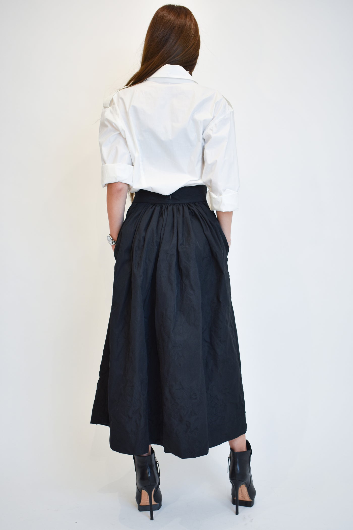 Jacquard black long maxi skirt F1904