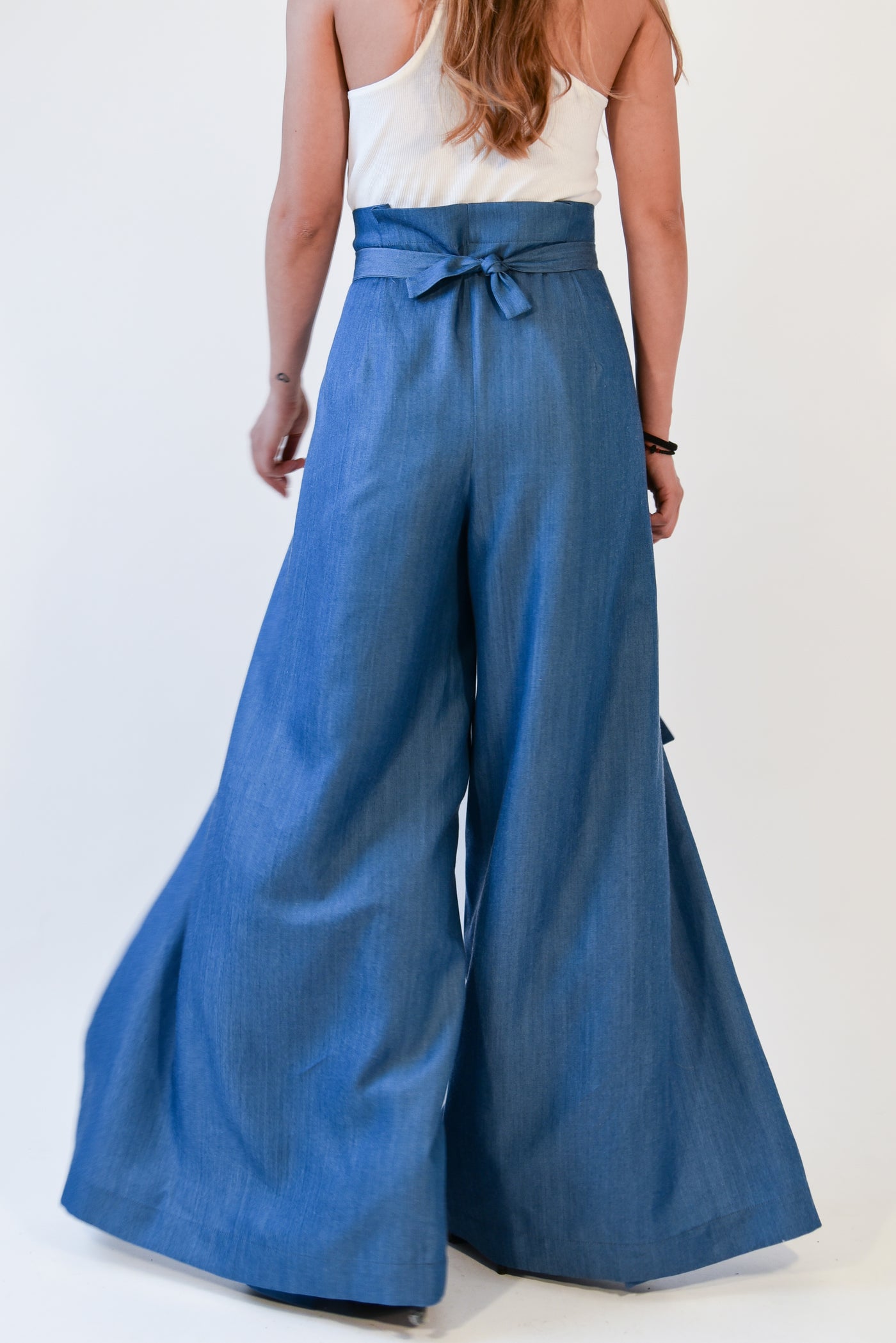 Blue wide leg pants skirt F2113