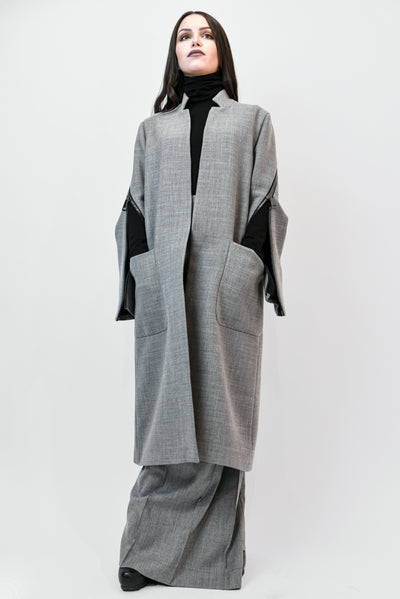 Long wool straight coat F1973