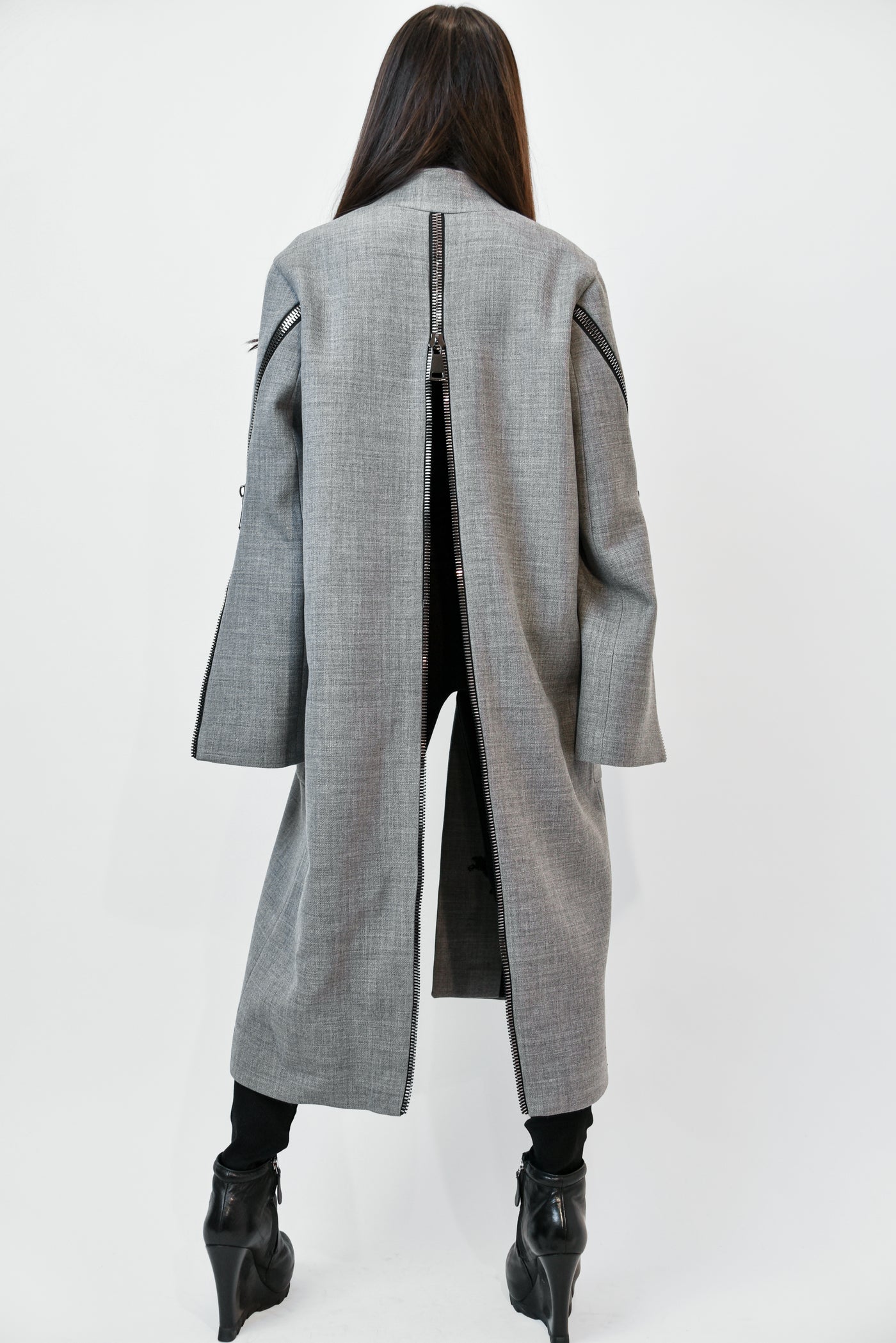 Long wool straight coat F1973