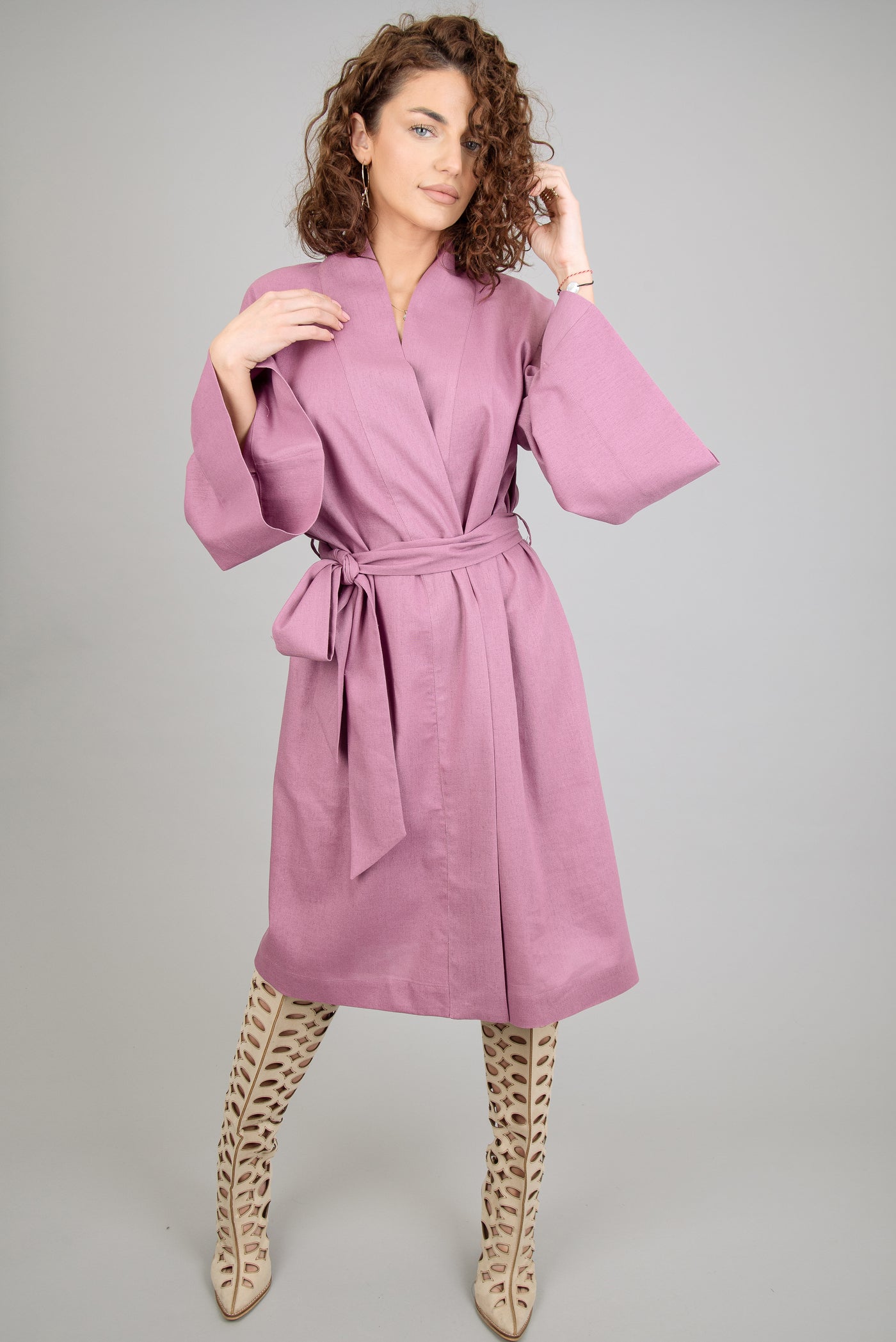 Linen kimono dress F2257