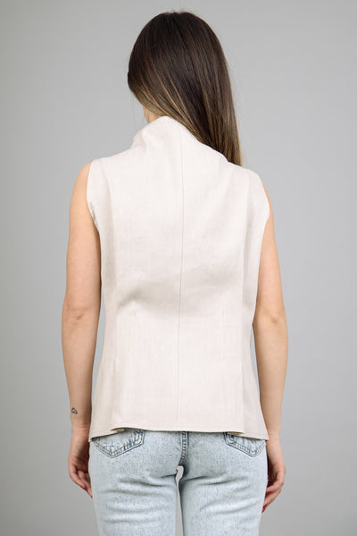 Asymmetrical sleeveless linen top