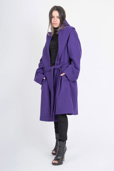Purple cashmere wool coat F2263