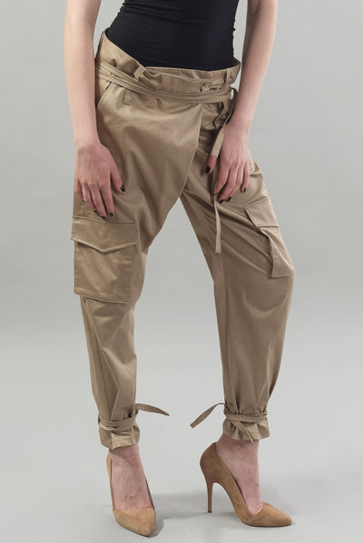 Tapered drop crotch pants F1813