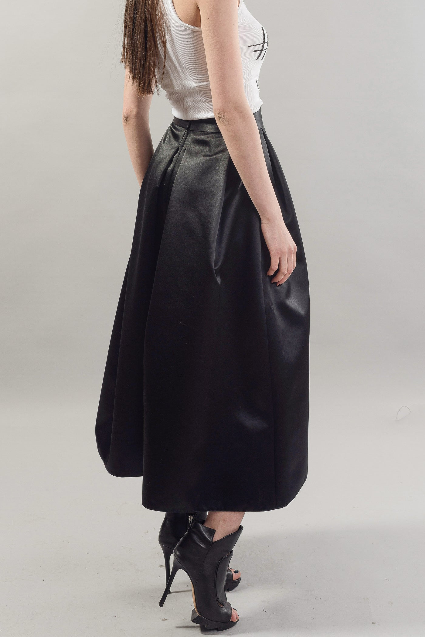 Satin Black Skirt F1818