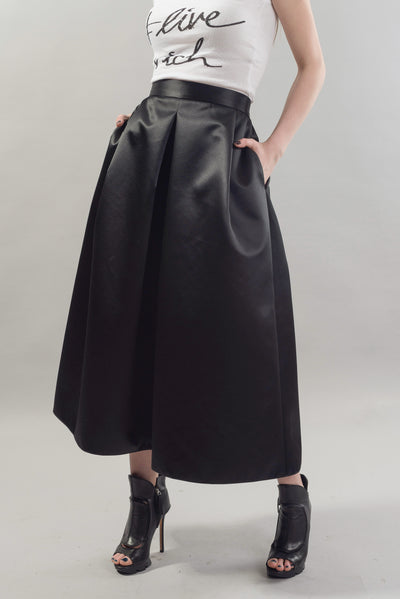Satin Black Skirt F1818