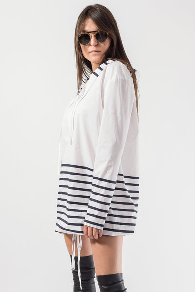 Oversized hooded casual shirt F1834