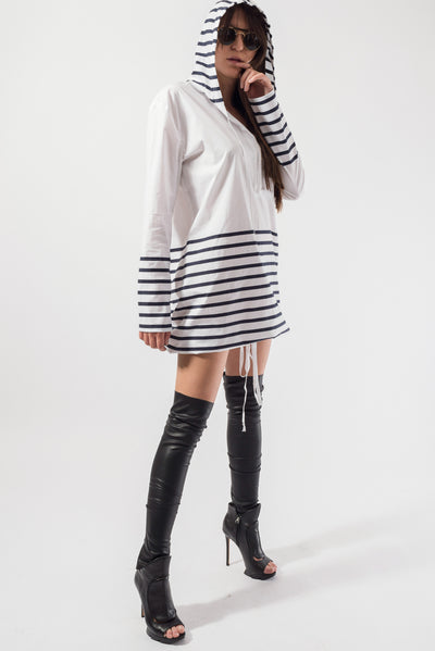 Oversized hooded casual shirt F1834