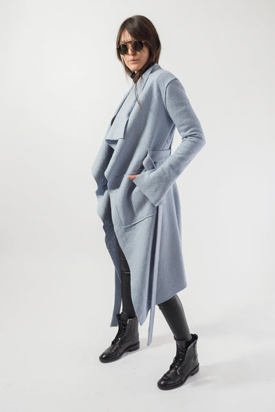 Hooded long wool coat F1823