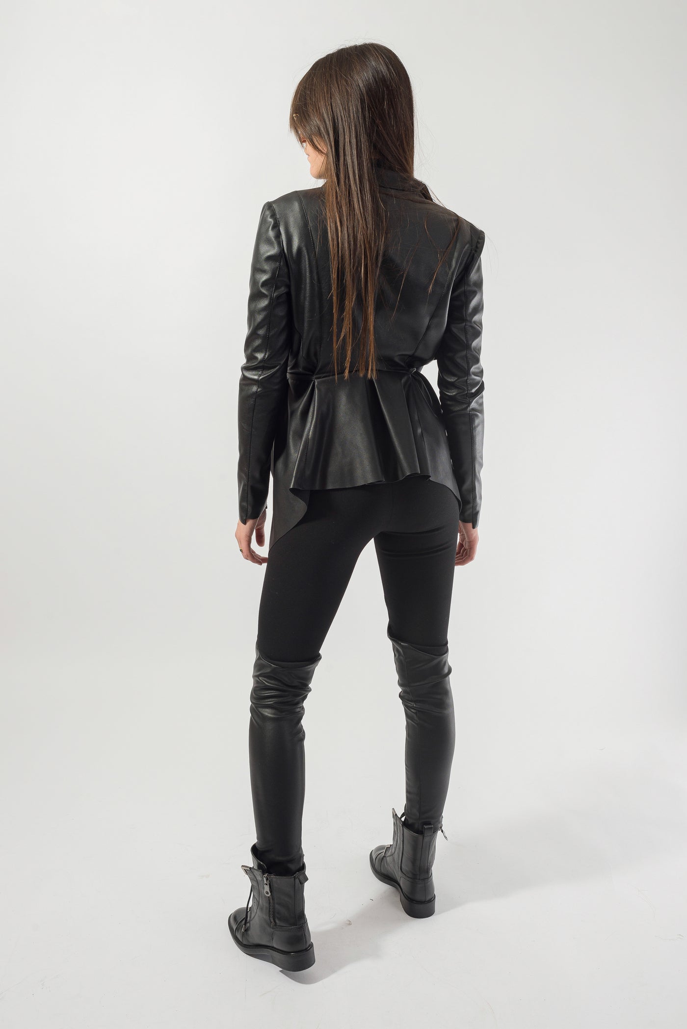 Black vegan leather jacket F1825