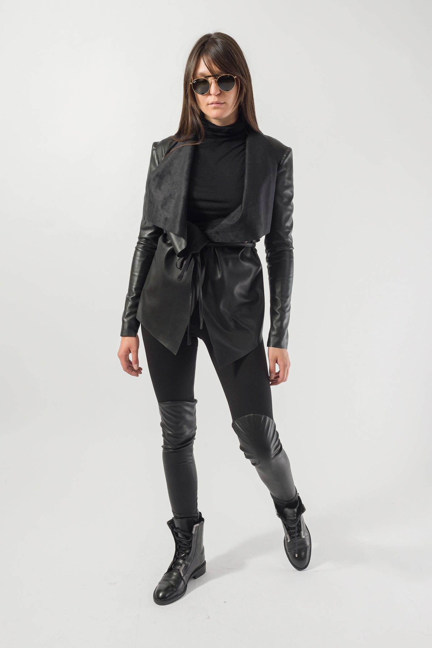 Black vegan leather jacket F1825