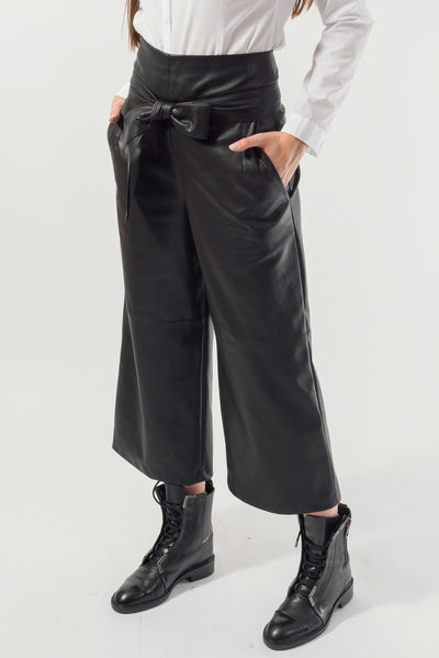 Eco leather wide leg pants F1827