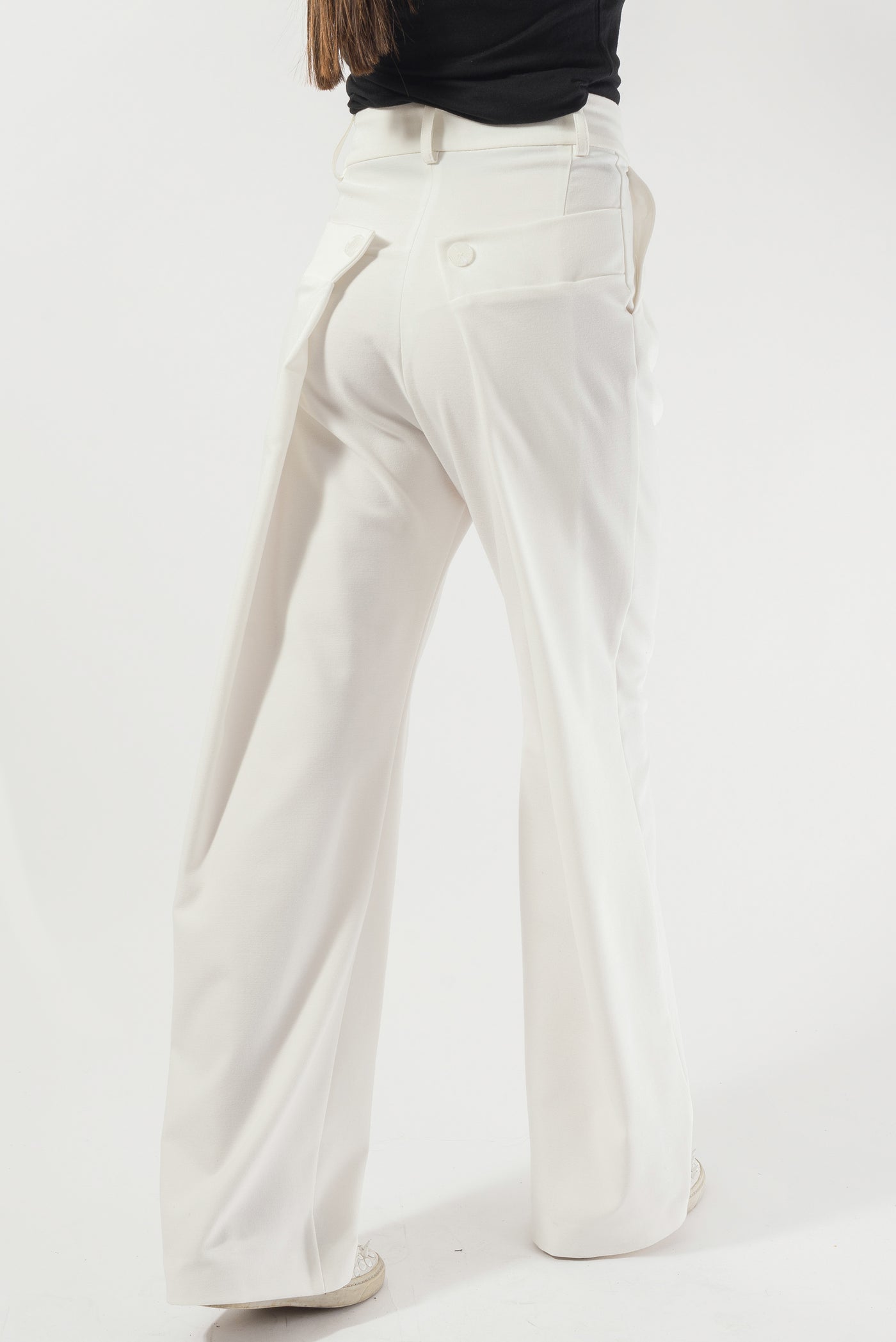 Wide Leg White Pants F1836