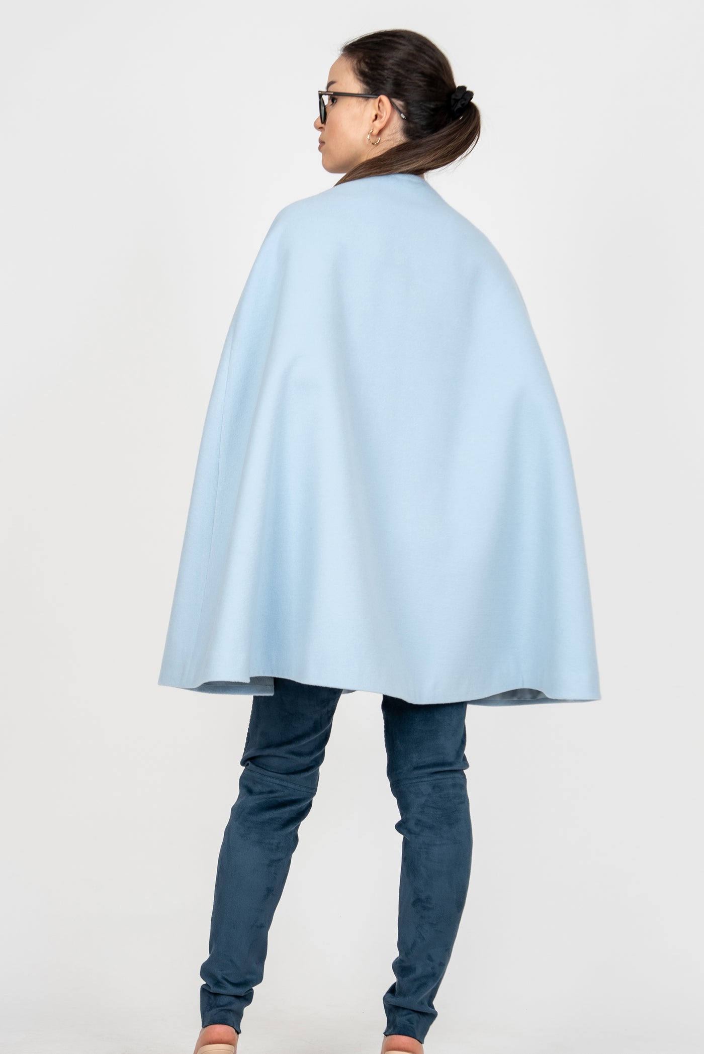 Winter wool cashmere cape coat F2360
