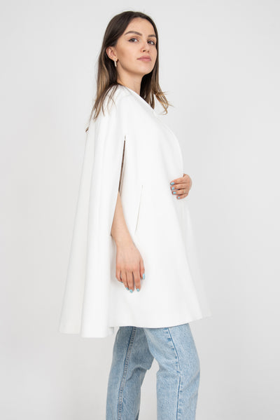 White wool cape coat AE267