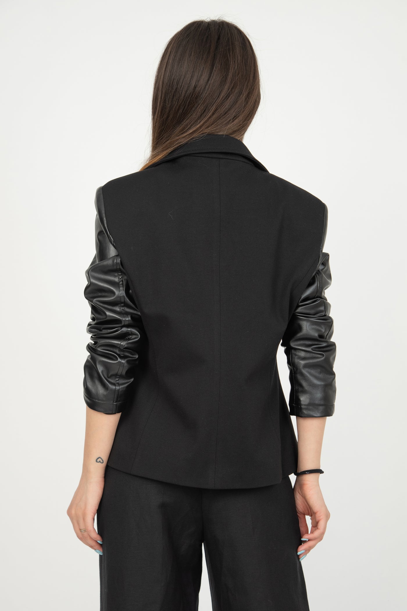 Vegan leather formal coat F2313