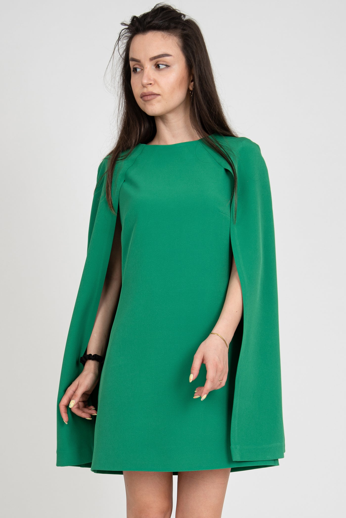 Green oversized cape dress F2409