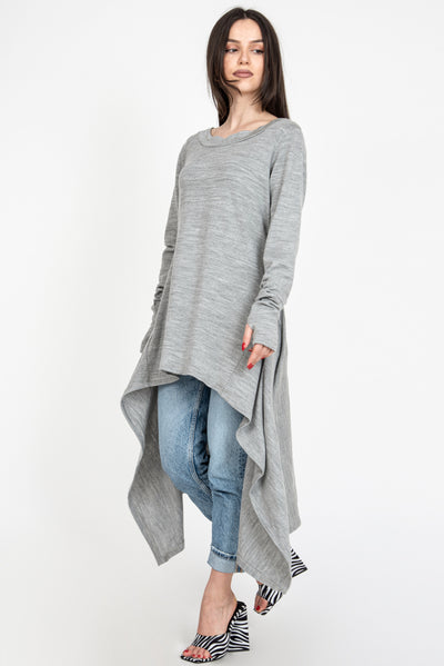 Gray asymmetrical knit sweater F1234