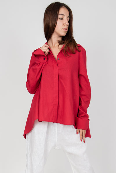 Red linen Shirt F2344