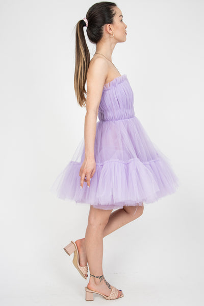 Purple midi tulle dress F2329