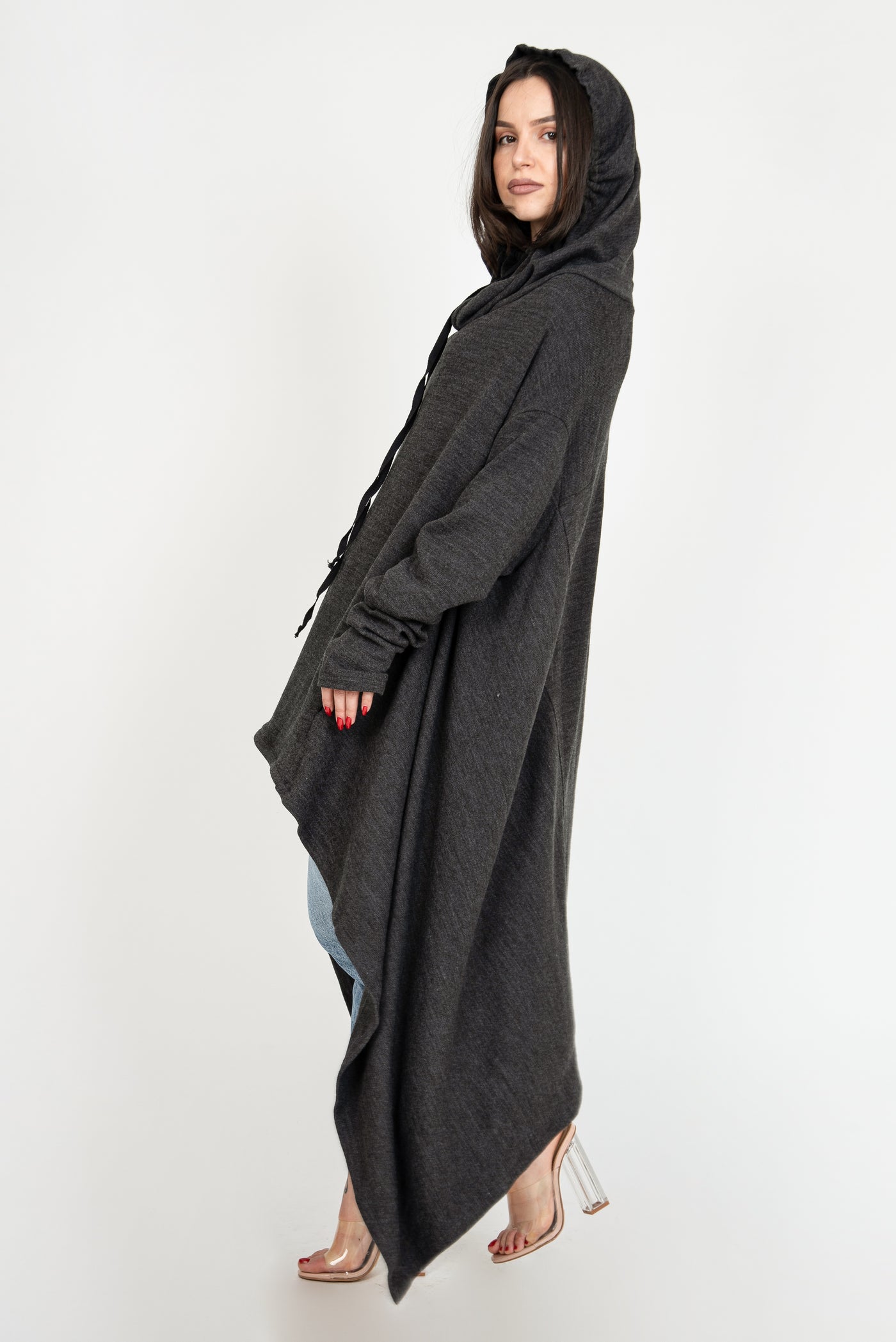 Dark gray maxi sweater F2386