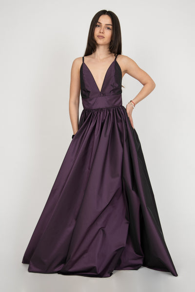 Taffeta purple evening dress F2383