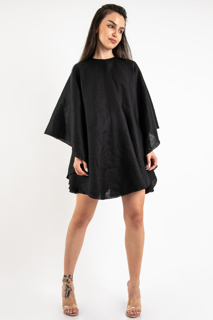 black linen backless dress Enzo Linen Open Back Mini Dress in Black | MARISSA WEBB
