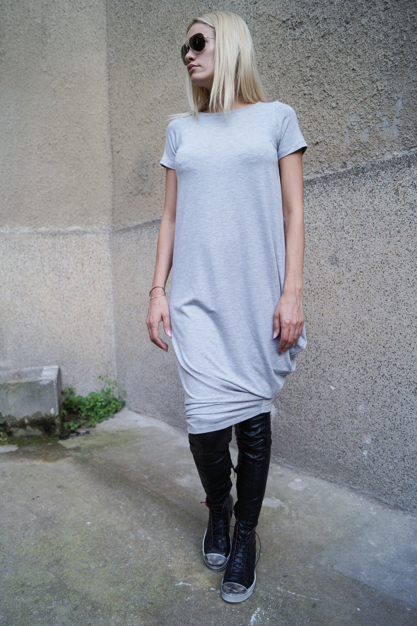 Oversized summer grey dress F1607