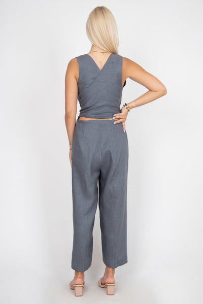 Gray linen jumpsuit FC2110