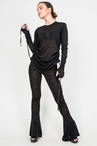 Black elastic leggings F2347
