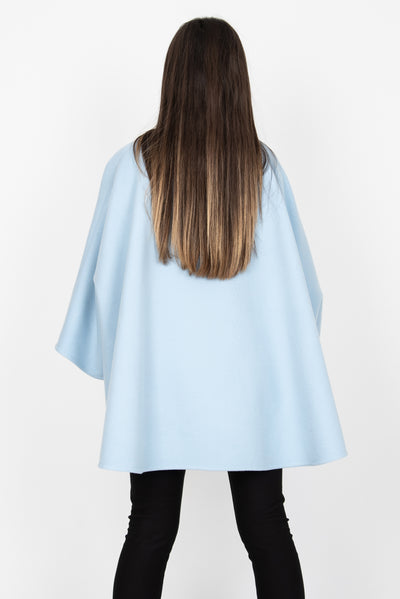 Baby blue wool cashmere cape coat AE362