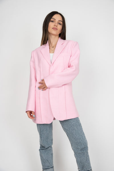 Pink linen formal coat