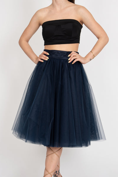 Dark blue mini tulle skirt F2414