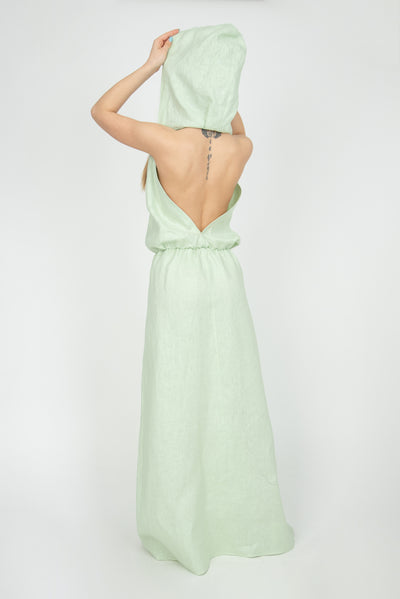 Hooded dress with open back