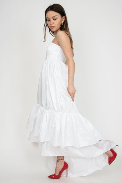 Summer asymmetrical white dress