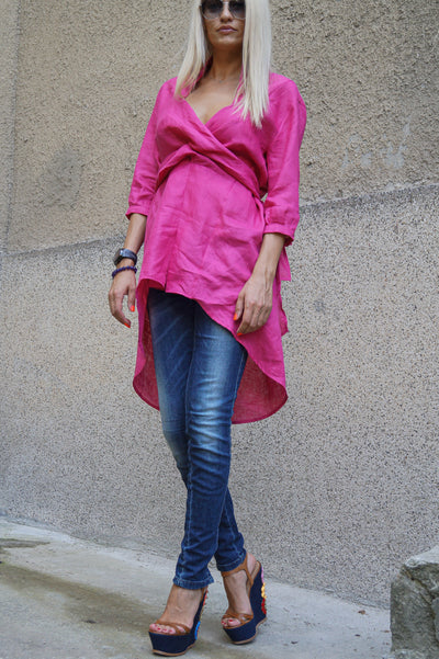 Oversized linen blouse F1573